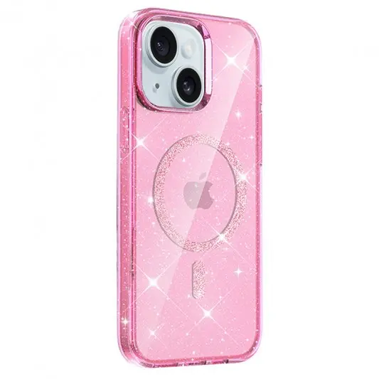 Чохол TPU Eclipse Sparkle (MagFit) для Apple iPhone 15 (6.1") Pink - зображення 1 