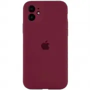 Чехол Silicone Case Full Camera Protective (AA) для iPhone 12 (6.1") Бордовый / Plum