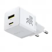 МЗП Baseus Palm Fast Charger 30W (1USB-A/1C) + кабель Type-C to Type-C (P1011160A) Moon White