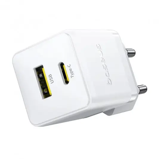 МЗП Baseus Palm Fast Charger 30W (1USB-A/1C) + кабель Type-C to Type-C (P1011160A) Moon White - изображение 2