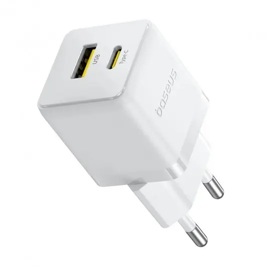 МЗП Baseus Palm Fast Charger 30W (1USB-A/1C) + кабель Type-C to Type-C (P1011160A) Moon White - изображение 4