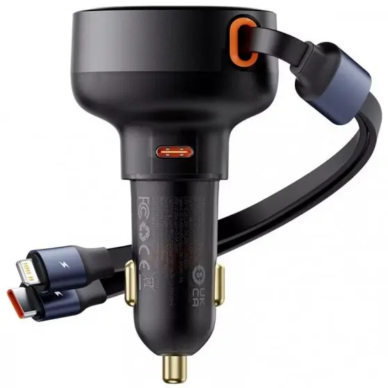 АЗП Baseus Enjoyment Pro 60W (1USB-C) + выдвижной кабель Type-C (C00057802111-01) Cluster Black