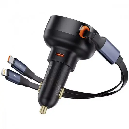 АЗП Baseus Enjoyment Pro 60W (1USB-C) + висувний кабель Type-C (C00057802111-01) Cluster Black - зображення 2 