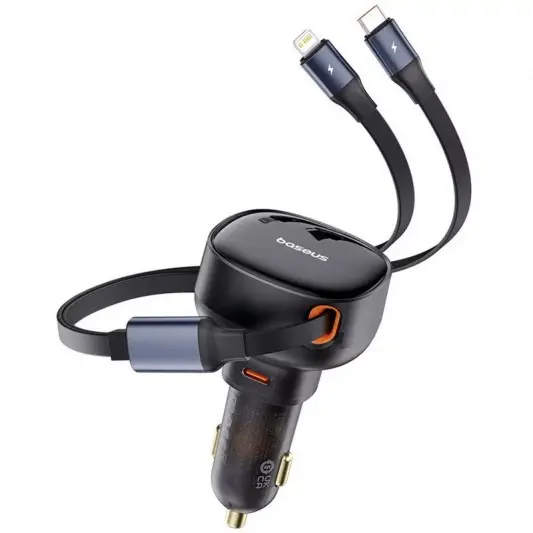 АЗП Baseus Enjoyment Pro 60W (1USB-C) + висувний кабель Type-C (C00057802111-01) Cluster Black - зображення 4 