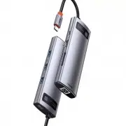 Перехідник HUB Baseus Metal Gleam 8-в-1 Type-C (CAHUB-CV0G) Gray