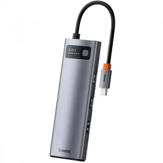 Перехідник HUB Baseus Metal Gleam Series 8-in-1 Multifunctional Type-C (CAHUB-CV0G) Gray - зображення 2 
