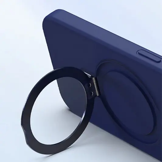 Чехол Silicone Case Full Protective NO LOGO with Ring для Apple iPhone 15 Pro (6.1") Dark Blue - изображение 2