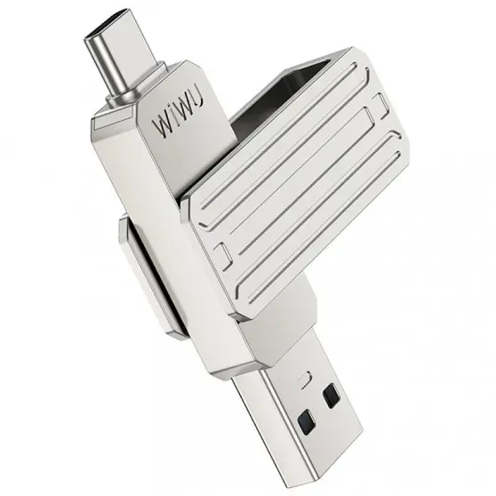 Флеш-драйв USB 3.0 Flash Drive WIWU Wi-FD001 3 in 1 128GB Silver