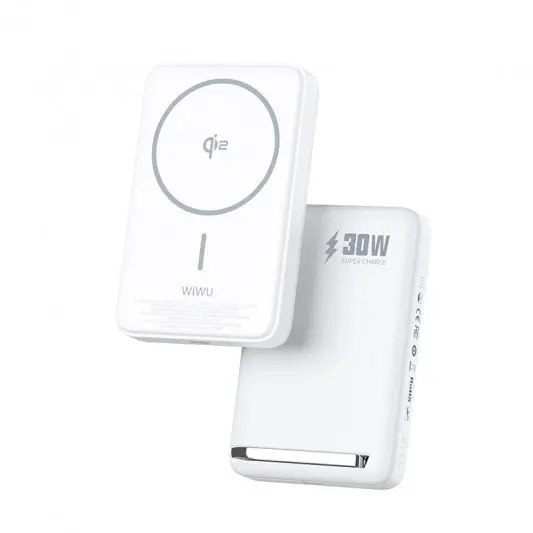 Портативный ЗП Power Bank WIWU Wi-P031 Magnetic с БЗП 30W 10000 mAh White