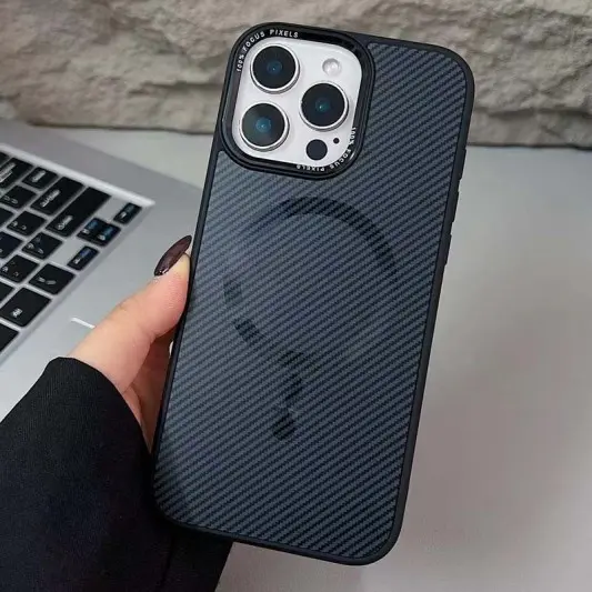 Чохол TPU+PC Carbon Mirage with MagSafe для Apple iPhone 15 Pro Max (6.7") Black - зображення 1 