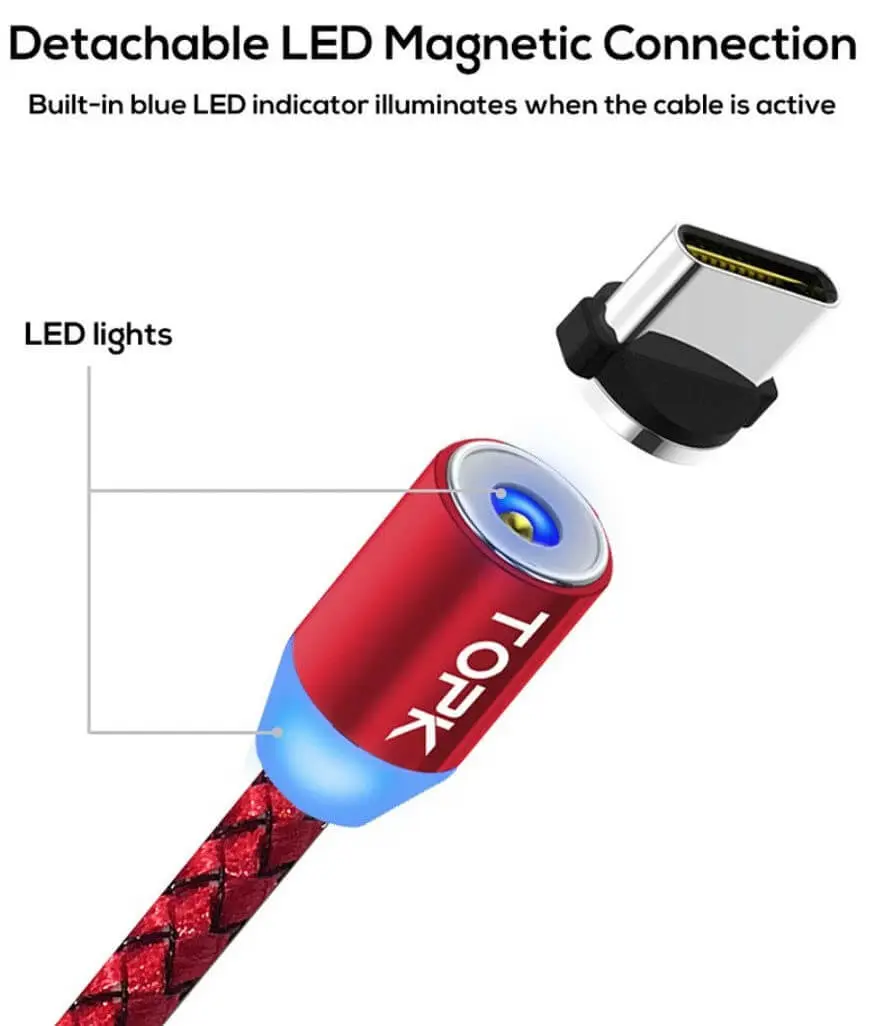 магнитный usb кабель type C, красный