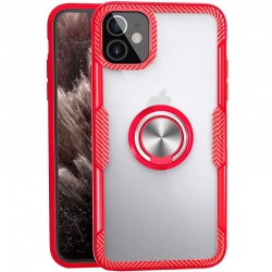 TPU+PC чехол для Apple iPhone 12 mini (5.4") Deen CrystalRing for Magnet (opp) (Бесцветный / Красный)