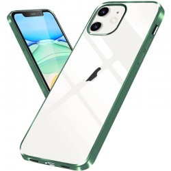 Прозрачный силиконовый чехол для Apple iPhone 12 mini (5.4") с глянцевой окантовкой (Темно-зеленый)