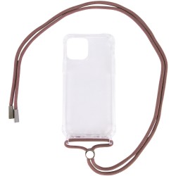 Чехол TPU Crossbody Transparent для Apple iPhone 12 mini (5.4") (Бледно-коричневый)
