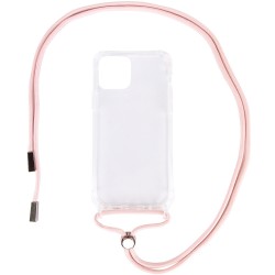 Чехол TPU Crossbody Transparent для Apple iPhone 12 mini (5.4") (Пудровый)
