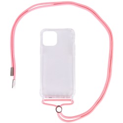 Чехол TPU Crossbody Transparent для Apple iPhone 12 mini (5.4") (Розовый)