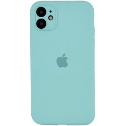Чехол Silicone Case Full Camera Protective (AA) для Apple iPhone 12 mini (5.4") (Бирюзовый / Ice Blue)
