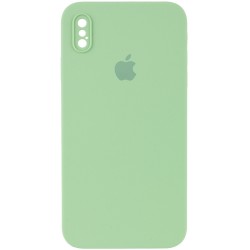 Чехол Silicone Case Square Full Camera Protective (AA) для Apple iPhone XS (Мятный / Mint)