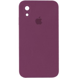 Чехол Silicone Case Square Full Camera Protective (AA) для Apple iPhone XR (Бордовый / Maroon)