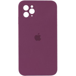 Чехол Silicone Case Square Full Camera Protective (AA) для Apple iPhone 11 Pro (Бордовый / Maroon)