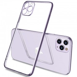 Прозрачный силиконовый чехол с глянцевой окантовкой Full Camera для Apple iPhone 11 Pro Max (Сиреневый)