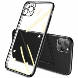 Прозорий силіконовий чохол з глянцевою окантовкою Full Camera Для Apple iPhone 11 Pro Max (Чорний)