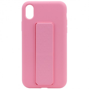 Чохол Silicone Case Hand Holder для Apple iPhone X / XS (Рожевий / Pink ) 