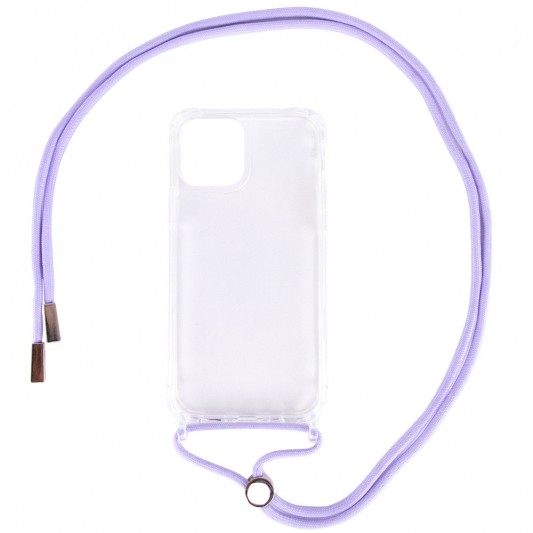 Чохол TPU Crossbody Transparent для Apple iPhone 11 Pro (Бузковий)