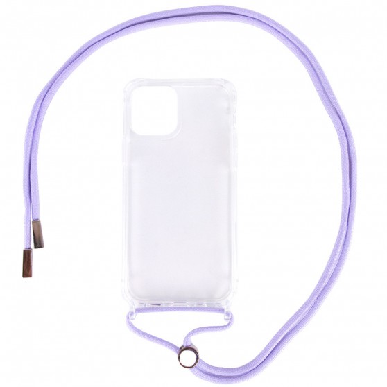 Чохол TPU Crossbody Transparent для Apple iPhone 11 Pro (Бузковий)