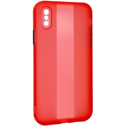 Чехол TPU Glossy Line Full Camera для Apple iPhone X / XS (Красный)
