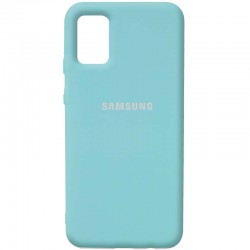 Чехол Silicone Cover Full Protective (AA) для Samsung Galaxy A02s (Бирюзовый / Ice Blue)
