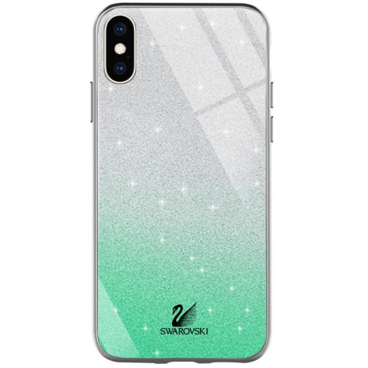 TPU + Glass чохол Swarovski для Apple iPhone X / XS (Бірюзовий)