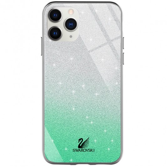 TPU + Glass чохол Swarovski для Apple iPhone 11 Pro Max (Бірюзовий)