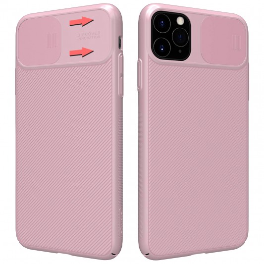 Карбонова накладка Nillkin Camshield (шторка на камеру) для Apple iPhone 11 Pro Max (рожевий / Pink ) 