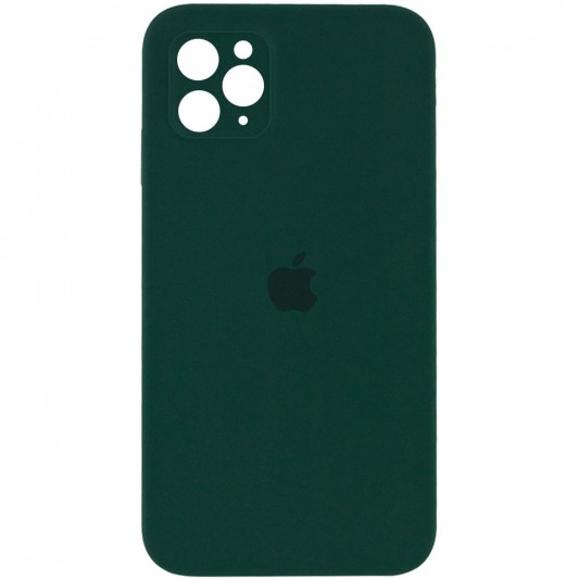 Чохол Silicone Case Square Full Camera Protective (AA) Для Apple iPhone 11 Pro Max (Зелений / Dark green)