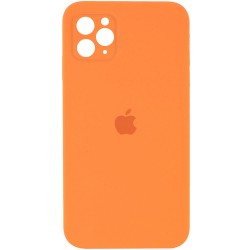 Чехол Silicone Case Square Full Camera Protective (AA) для Apple iPhone 11 Pro Max (Оранжевый / Papaya)