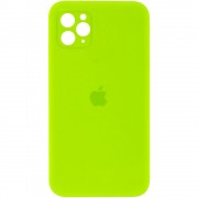 Чохол Silicone Case Square Full Camera Protective (AA) Для Apple iPhone 11 Pro Max (Салатовий / Neon green)