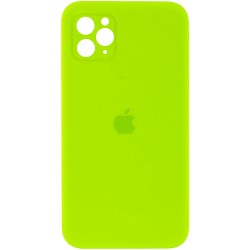 Чехол Silicone Case Square Full Camera Protective (AA) для Apple iPhone 11 Pro Max (Салатовый / Neon green)