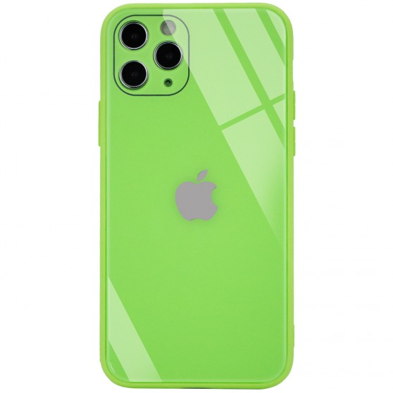 TPU + Glass чохол GLOSSY Logo Full camera (opp) для Apple iPhone 11 Pro (Салатовий)