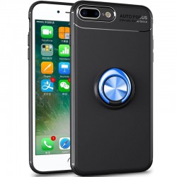 TPU чехол Deen ColorRing под магнитный держатель (opp) для Apple iPhone X / XS (Черный / Синий)
