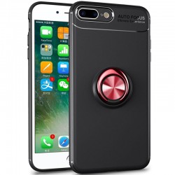 TPU чехол Deen ColorRing под магнитный держатель (opp) для Apple iPhone X / XS (Черный / Красный)