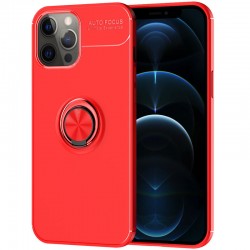 TPU чехол Deen ColorRing под магнитный держатель (opp) для Apple iPhone 12 Pro / 12 (6.1"") (Красный / Красный)