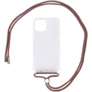 Чохол TPU Crossbody Transparent для Apple iPhone 12 Pro / 12 (6.1"") (блідо-коричневий)