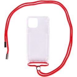 Чехол TPU Crossbody Transparent для Apple iPhone 12 Pro / 12 (6.1"") (Красный)