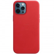 Шкіряний чохол Leather Case (AAA) with MagSafe and Animation для Apple iPhone 12 Pro / 12 (6.1"") (Red)