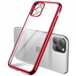 Прозорий силіконовий чохол з глянцевою окантовкою Full Camera Для Apple iPhone 12 Pro (6.1"") (Червоний)