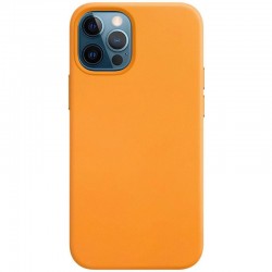 Кожаный чехол Leather Case (AAA) without Logo для Apple iPhone 12 Pro / 12 (6.1"") (Yellow)