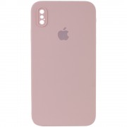Чохол Silicone Case Square Full Camera Protective (AA) Для Apple iPhone XS Max (рожевий / Pink Sand)