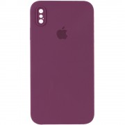 Чохол Silicone Case Square Full Camera Protective (AA) Для Apple iPhone XS Max (бордовий / Maroon)