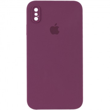 Чохол Silicone Case Square Full Camera Protective (AA) Для Apple iPhone XS Max (бордовий / Maroon)